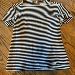 Kate Spade Broome Street Striped White Black Short Sleeve boatneck top